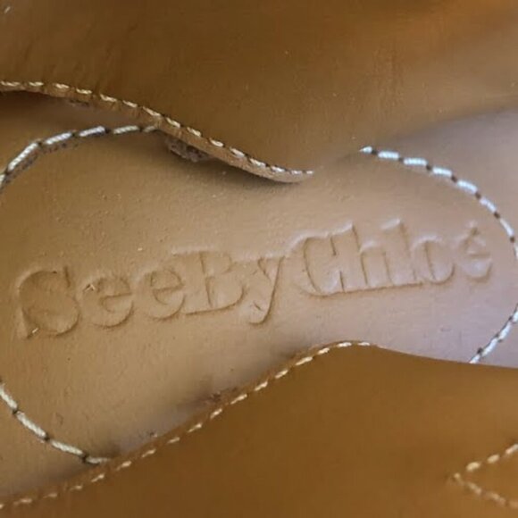 New SEE by CHLOE' Glyn Scalloped Leather Espadrille Wedge Sandal 11 MSRP $350 - Picture 8 of 9